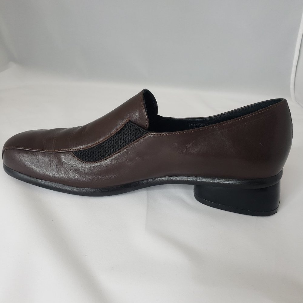 1803 Brown Leather Slip On Shoes Size 40